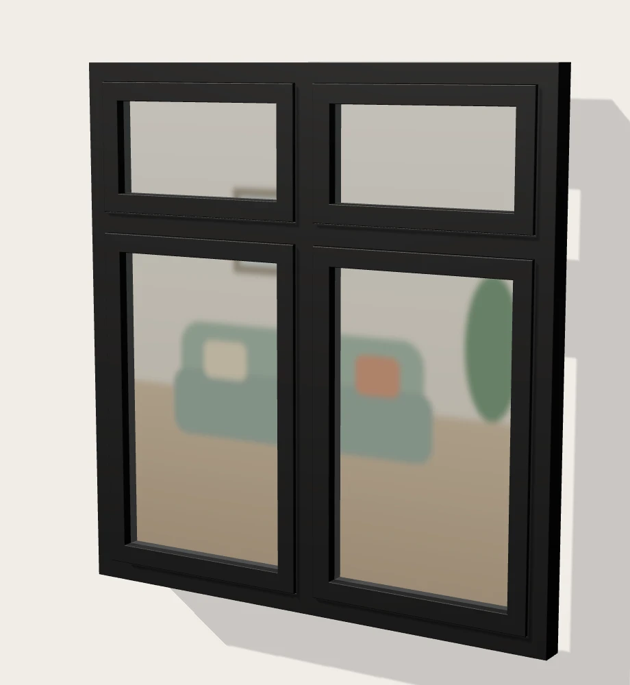 Black aluminium windows with opening top-lights