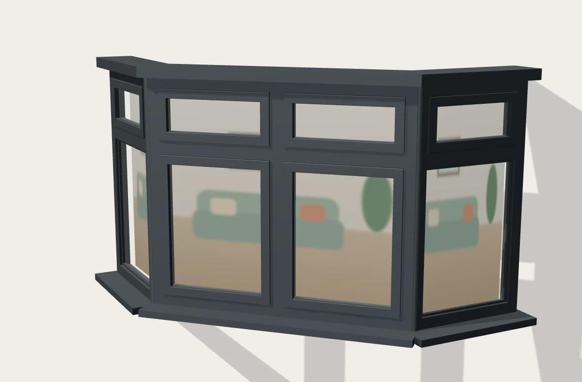 Anthracite grey three-sided bay window