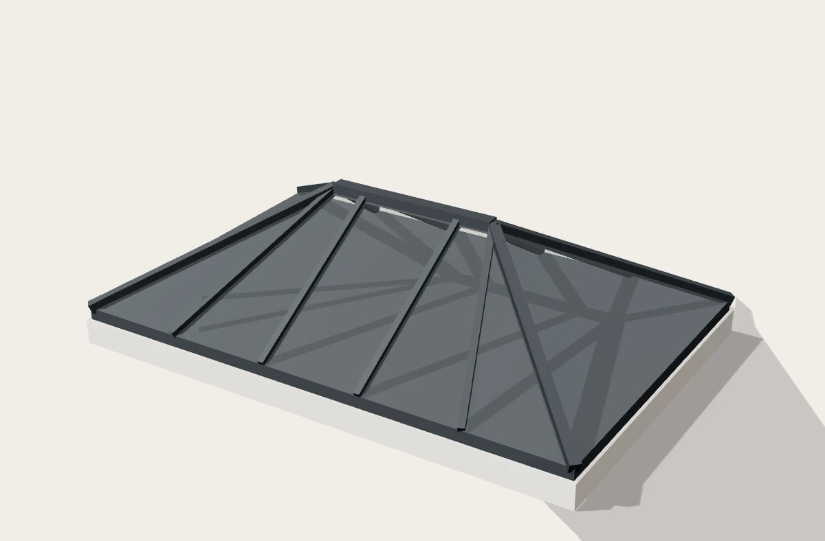 Anthracite grey aluminium roof lantern on a flat roof